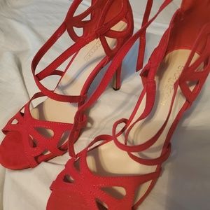 Red suede heels